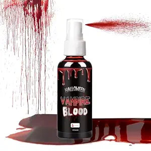Halloween Fake Blood Spray, Blood Splatter Fake Blood Washable, Fake Blood for Clothes and Zombie Monster Vampire Clown, Cosplay Party Makeup