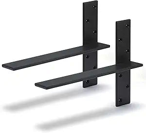 Free Hanging Countertop Support Bracket 12" Lx2.5 W 2 Pack Hidden Floating Wall Bracket 3/8" Thick Heavy Duty Shelf Bracket for Floating Bars,Bench Seats,Vanities