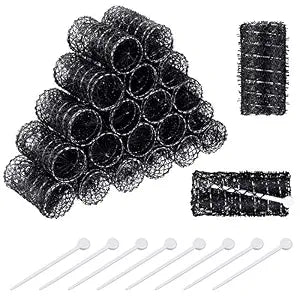 20 Pcs Brush Hair Rollers with Picks for Women, 2.5 x 1.4 in, Black