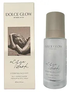 Dolce Glow Acqua Dark Self-Tanning Water Hydrating Face Mist – Makeup Setting Spray for a Natural Radiant Glow – 3.4 fl oz