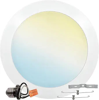 LUXRITE 8 Inch LED Disk Lights, 27W, 2000LM, 5CCT Selectable 2700K - 5000K