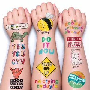 96 Pcs Motivational Temporary Tattoos for Kids Party Favors