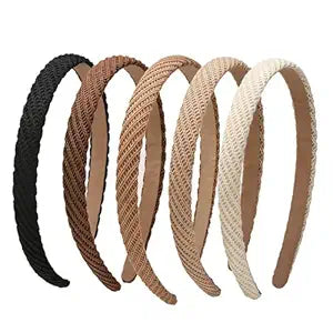 Lahnie 5 Pack Thin Headbands for Women, No Pressure No Headache Comfortable Hairbands Non Slip Skinny Knitted Headbands for Women's Hair, Cute Neutral Color Hair Accessories