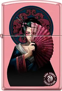 ZIPPO Anne Stokes Geisha with Fan Pink Matte