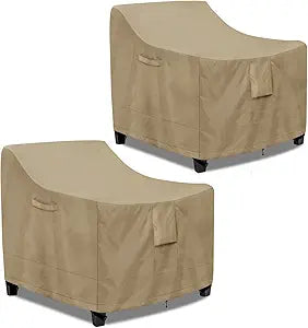 PureFit Outdoor Chair Covers Waterproof 2 Pack Patio Furniture Lawn Chair Covers for Outdoor Furniture with Air Vent and Padded Handles, Fits up to 30W x 37D x 31H Inches, Camel