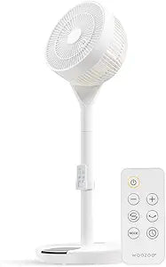 IRIS USA WOOZOO Pedestal Standing Fan, 360 Oscillating Fan, Vortex Fan, DC Motor Quiet and Eco Friendly, Remote Equipped 5-in-1 Fan with Timer/ 12 Speed Settings, Touch Panel, Height Adjustable, White