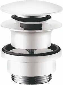 hansgrohe, Push-Open 1-1/4" Pop Up 3-inch Matte White, 50100701 Sink Drain