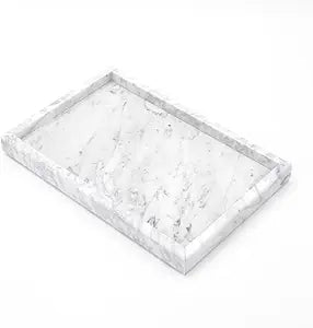 Yew & Tulip Natural Carrara White Marble Vanity Tray, Natural White Marble Serving Tray for Bathroom, Kitchen, Vanity, Home Decor, Wedding etc. (12" x 8" x 1.2")