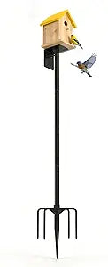 Bird Feeder Pole, Heavy Duty Metal Stand, 5-Prong Base for Extra Stability, Adjustable Height, Rustproof Outdoor Garden Pole, Tool-Free Assembly, 95 Inch