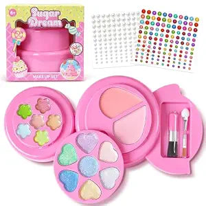 M&U Kids Makeup Kit for Girls, Birthday Cake Lip Gloss & Eyeshadow Set