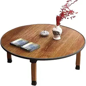 Folding Round Japanese-Style Tea Coffee Table Low Table, Foldable Dining Table, Study Table, Small Desk, for Tatami Sitting On The Floor Bedroom Bay Window Tea Room, Space Save(80 * 30cm)