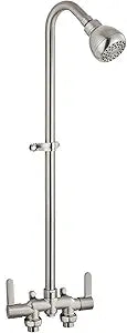 Aolemi Outdoor Shower Fixtures, 31" Exposed Shower System with Shower Head, 2-Handle Outdoor Shower Kit, 3 Inch Center Brass Mixing Valve, Brushed Nickel