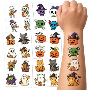 Decorably Halloween Tattoos for Kids, 224 Temporary Tattoos, Party Favors