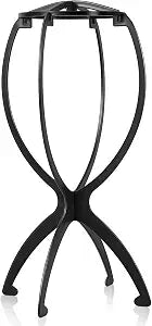 obeoby Portable Wig Stand For Wigs, Foldable Plastic Holder, Black