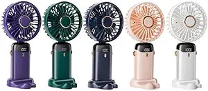 5 PCS Portable Handheld Fan, 12 hours Upgrade 3200mAh Mini Fan with Stand, 90┬░ Foldable, 5 Speed Wind, 3 in 1 Personal Small Fans, Makeup Fans for Women (Purple, Green,Pink,Blue,White)