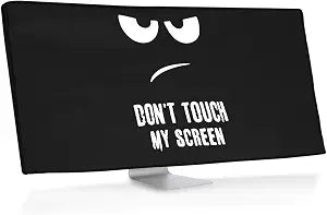 kwmobile Computer Monitor Cover Compatible with 34-35" monitor - Don't Touch My Screen White/Black