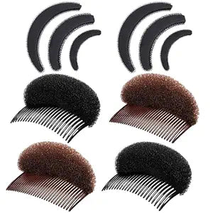 WILLBOND 10 Pieces Bump It Hair Accessory Volume Sponge,Black, Brown