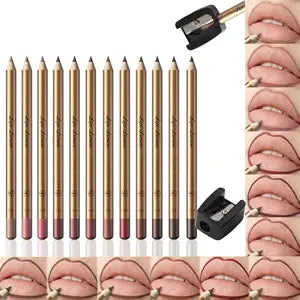 YOUNG VISION 12-Color Matte Lip Liner Set with Sharpener for Women