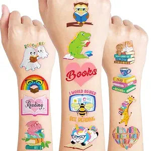 120 PCS Reading Themed Temporary Tattoos for Kids |