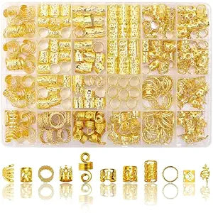 280pcs Gold Hair Jewelry for Braids Dreadlock Locs Metal Hair Clips Accessories for Women,Adjustable Hair Cuffs Coils Rings Charms Braiding Decoration