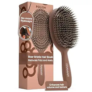 FRAMAR Soft Boar Bristle Hair Brush For Women, Boars Hair Brush For Women