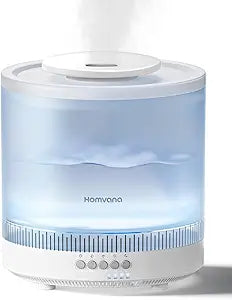 Homvana Humidifiers for Small Room, 1.8L Cool Mist Super Easy to Clean Humidifier for Baby Nursery, Aroma Diffuser Essential Oil, 3-in-1 Ultrasonic Humidifier for Plants Home Office