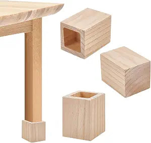 NBEADS 4 Pcs Wood Bed Risers, Heavy Duty Elephant Feet Chair Raiser Natural Square Wood Furniture Lifters for Table, Sofa, Armchairs, Cabinets, Inner Diameter: 1.7x1.7inch