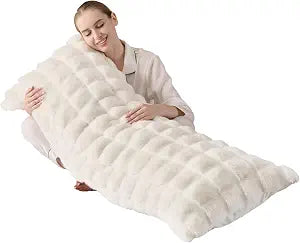 Luxury Shaggy Faux Fur Body Pillow,Fluffy Bed Pillow with Zipper Closure,Soft Decorative Plush Full Long Pillows,Fuzzy Hug Pillow for Home Living Room Side Sleeper & Pregnancy 20"x54" Beige Chocolate