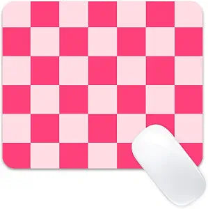 Small Mouse Pad Cute Kawaii Girly Mousepad Women Girls, Pink Plaid
