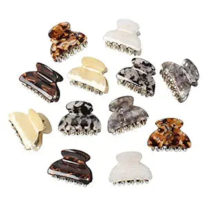 Cuizhiyu 1.57 inch Small Acrylic Hair Claw Clips for Women 12PK (Color G)