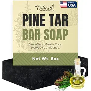 Pine Tar Soap – Natural Pine Tar Soap Bar for Men – Cleansing Bar for Acne, Eczema, Psoriasis & Itch Relief – Face & Body Wash with Activated Charcoal & Colloidal Oatmeal – Men’s Wash Made in the USA