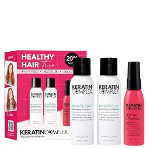 Keratin Complex - Healthy Hair Trio - Keratin Care Shampoo & Conditioner, 3.4 fl oz & Keratin Obsessed Multi-Benefit Treatment Spray, 1.7 fl oz