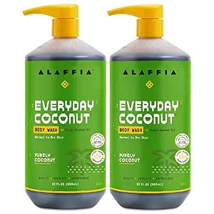 Alaffia EveryDay Coconut Body Wash, Purely Coconut 2-Pack, 32 Oz Ea