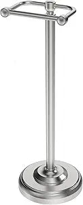 Toilet Paper Holder Stand, Brushed Nickel Toilet Paper Holder Free Standing,Post Pivoting Design & Stable Weighted Base SUS304 Stainless Steel for Bathroom