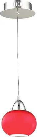 Elk Lighting LCA401-11-15 Ciotola 1 Light LED Pendant with Red Glass, Chrome