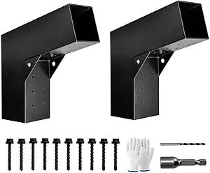 15 Angle Slant Pergola Bracket Kits,2-Way L-Shaped Slant Roof Post Brackets with Stainless Steel Screws for 4" x 4"(Actual:3.5" x 3.5") Lumber for Outdoor Pergola,Proch,Passageway - 2Pack