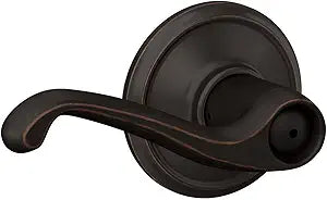 Schlage F40 FLA 716 Flair Door Lever, Bed & Bath Privacy Lock, Aged Bronze