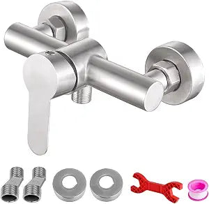 Stainless Steel Wall Mounted Shower Faucet Shower Mixer Manual Control Plumbing Valve Switch Bathroom Tap for Cold and Hot Water