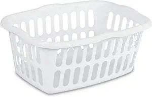 Sterilite 12-Pack Rectangular Laundry Basket, Plastic Clothes Hamper, 1.5 Bushel, White - Dirty Clothing Storage Organizer with Handles for Bedroom, Bathroom, and Closet