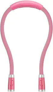 Rechargeable LED Neck Reading Light, Book Lights for Reading in Bed, 3 Brightness Levels, 2 Flexible Soft Silicone Arms Comfortable Wear, Long Lasting. Perfect for Bookworms, Craft & Knitting (Pink)