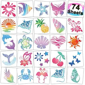 CHARLENT Glitter Temporary Tattoos for Aloha Party Decoration