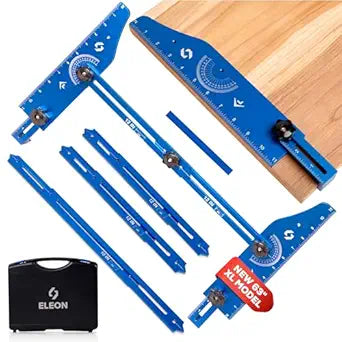ELEON Stair Tread Template Tool - Aluminum Alloy Jig for Accurately Measuring Angle, Length, & Depth, Stair Gauge - Compatible with Many Types of Layout Projects (Up to 63"), Comes with Sturdy Case