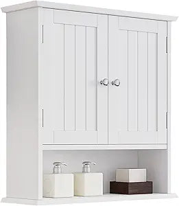 Bathroom Wall Cabinet, Bathroom Cabinet Wall Mount with 2 Doors and Open Shelf, Over The Toilet Wall Storage Cabinet, Bathroom Medicine Cabinet