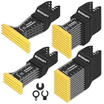 EXKRAEFT 30 PCS Oscillating Tool Blade, Universal Titanium Multi Tool Blades for Metal Nails Wood Plastic and Hard Material, Oscillating Saw Blades Fit Dewalt Milwaukee Ryobi Rockwell Fein