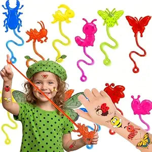 48PCS Bug Party Favors for Kids - 24 Stick Hands & 24 Temporary Tattoos