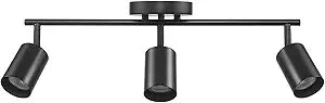 Globe Electric 64000091 21" 3-Light Track Lighting, Matte Black, Pivoting Shades, Ceiling Lamp for Bedroom, Kitchen, Hallway, Bathroom, Den, Dining Room, Home Dcor