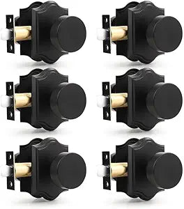 Orger Black Closet Door Knobs Interior, Zinc-Alloy Matte Black Passage Door Knob, Heavy Duty Antique Door Knob for Hallways and Clostes, 6 Pack