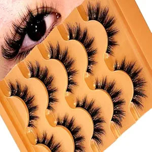 Wispy Lashes, 5 Pairs Black D Curl Cat Eye Strip False Eyelashes