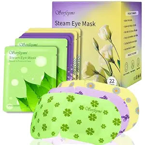 Serfeymi 22 Packs Steam Eye Mask-Disposable Cornea Care Rest Self Heating Eye Mask,Warm Eye Compresses for Dry Eyes,Sleep,Spa,Travel Essentials & Relaxation Gifts,Stocking Stuffers-Mixed 3 Scents