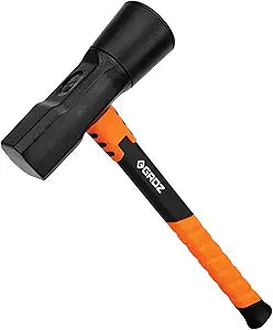 Groz 16" Tire Hammer with Fiberglass Handle, 5.5 lb Dual Forged Steel and Cured Rubber Head, Non-Marring Tire Service Mallet for Lock Rings, TPR Anti-Shock Grip (34770)